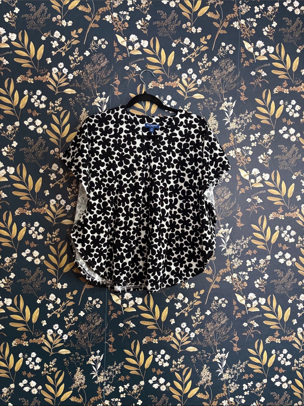 Marimekko Target Top Womens Size S/M Black White Floral Dolman Terrycloth Swim